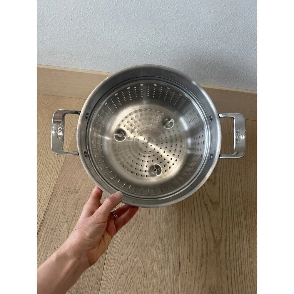 All-Clad  6 Quart Large Stockpot Stainless Steel Steamer Basket Insert Handles